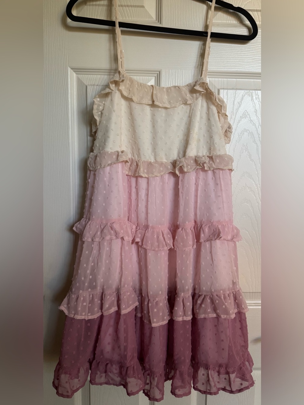 NWOT Tiered Ruffle Mini Dress in Cream and Pink, Summer Dresses, Various Sizes
